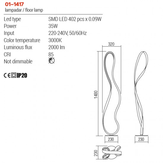 LAMPADAR LED NUBO ALB 1X35W [2]