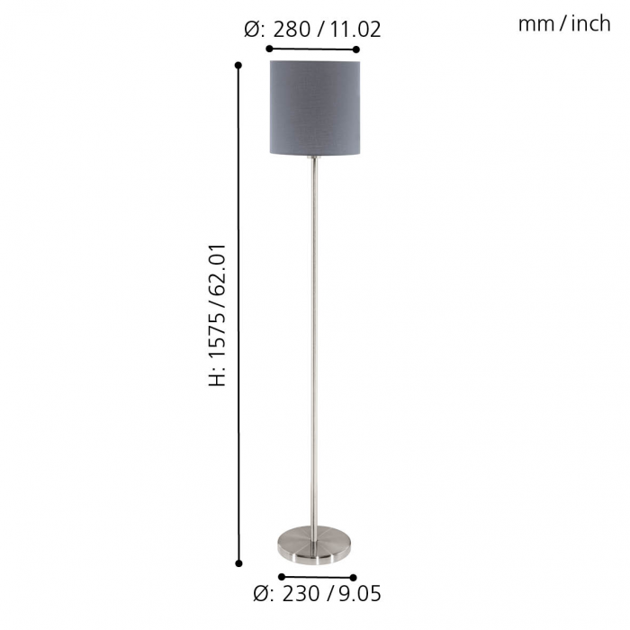 LAMPADAR  PASTERI 1X60W E27  NICHEL SATIN H1575: D280 :IP20 CU INTRERUPATOR [4]