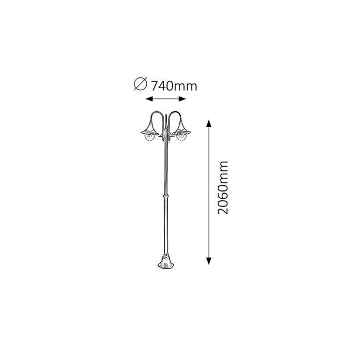 LAMPADAR RABALUX KONSTANZ 8248 EXTERIOR NEGRU E27 3X100W 600X2200MM [2]