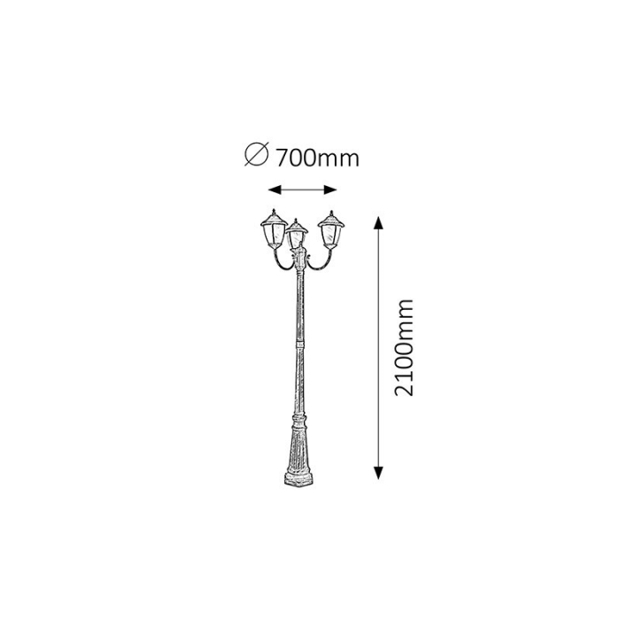 STALP RABALUX MADRID 8379 EXTERIOR AURIU ANTIC ALB E27 3X60W D615X2120MM [2]