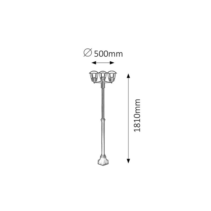 LAMPADAR MARSEILLE 8569 EXTERIOR NEGRU E27 3X60W D496X1900MM [2]