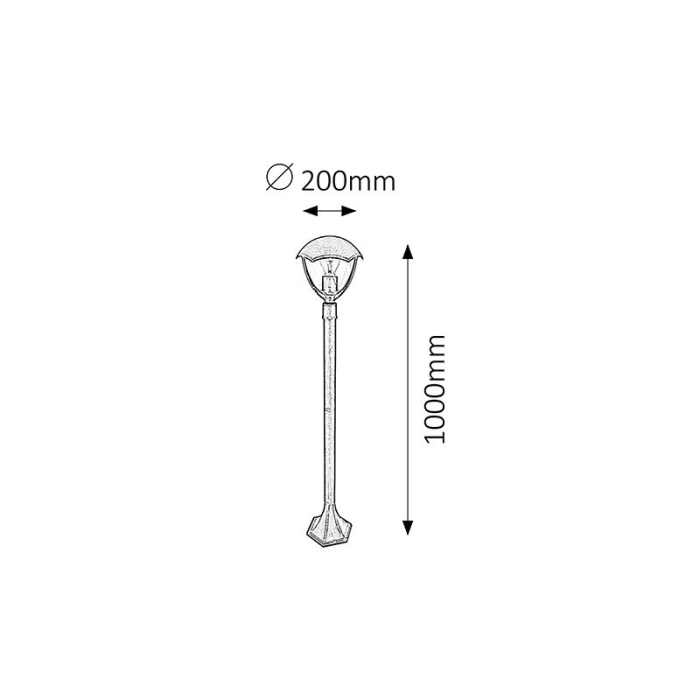 LAMPADAR RABALUX MIAMI 8674 EXTERIOR AURIU ANTIC E27 1X40W 200X1000MM [3]