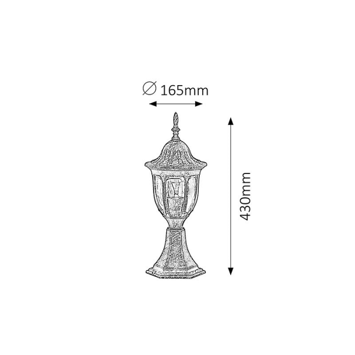 STALP RABALUX MILANO 8373 EXTERIOR AURIU ANTIC E27 1X60W D165X430MM [2]