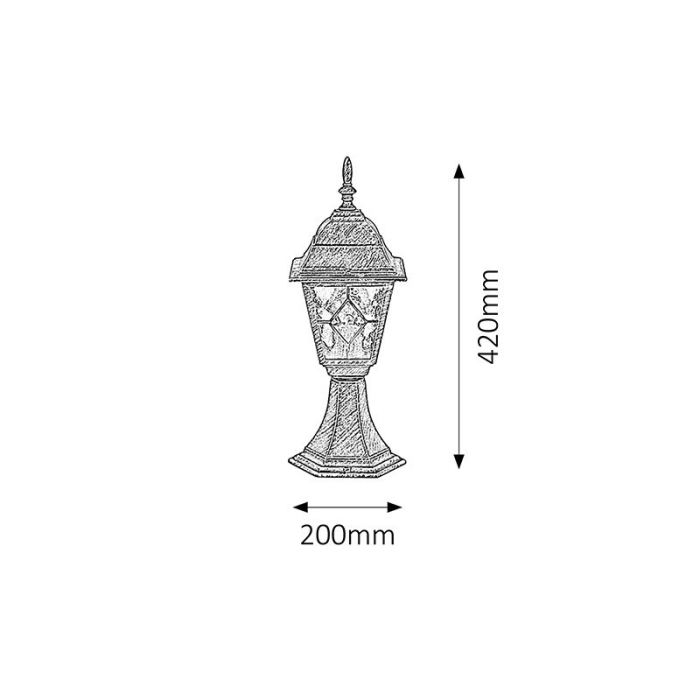 LAMPADAR RABALUX MONACO 8183 EXTERIOR AURIU ANTIC E27 1X60W D200X420MM [2]