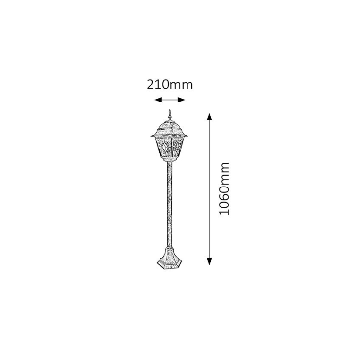 LAMPADA MONACO 8185 EXTERIOR AURIU ANTIC E27 1X60W D210X1060MM [2]
