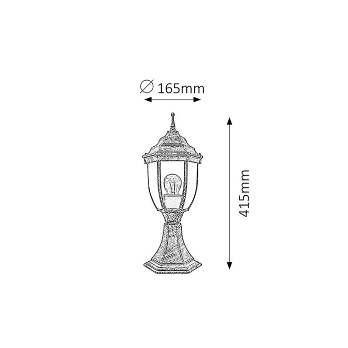 LAMPADAR RABALUX NIZZA 8453 EXTERIOR AURIU ANTIC E27 1X60W D165X415MM [2]