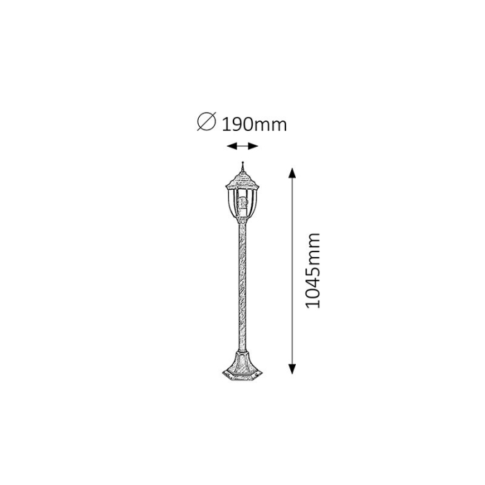LAMPADAR  NIZZA 8455 EXTERIOR AURIU ANTIC E27 1X60W D190X1045MM [2]