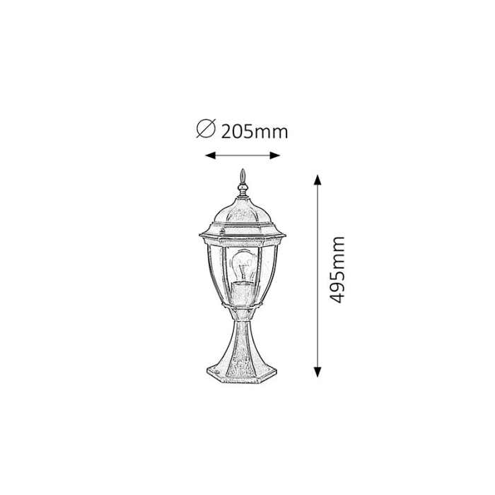 LAMPADAR RABALUX TORONTO 8383 EXTERIOR AURIU ANTIC E27 1X100W D205X495MM [3]