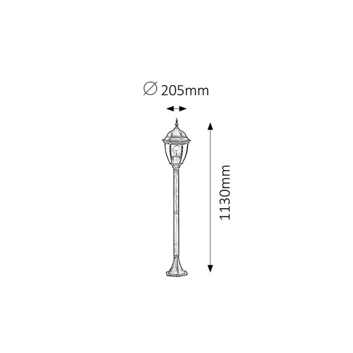 FELINAR RABALUX TORONTO 8385 EXTERIOR AURIU ANTIC E27 1X100W D205X1130MM [3]