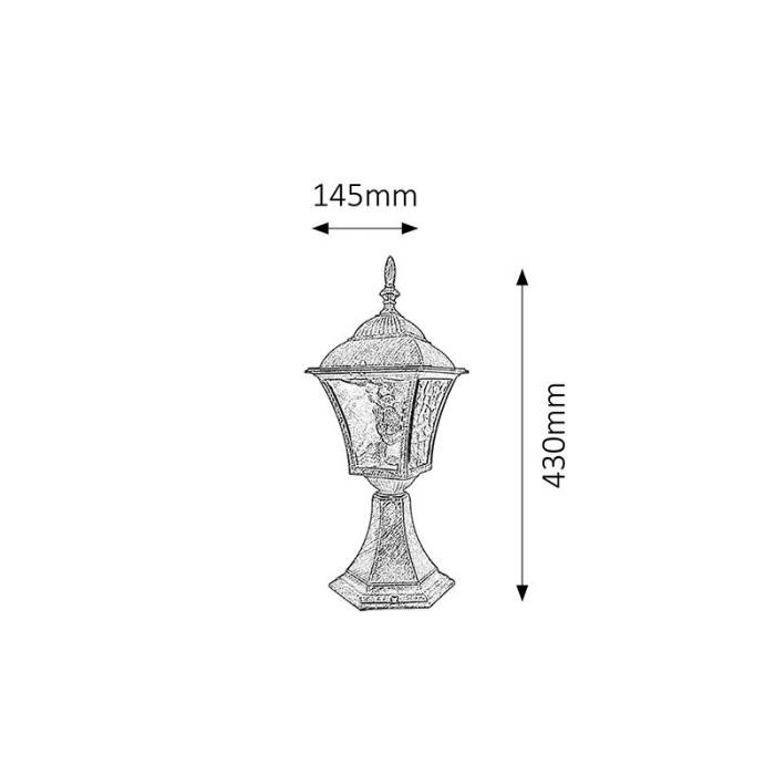 LAMPADAR RABALUX TOSCANA 8393 EXTERIOR AURIU ANTIC E27 1X60W D205X145X430MM [2]