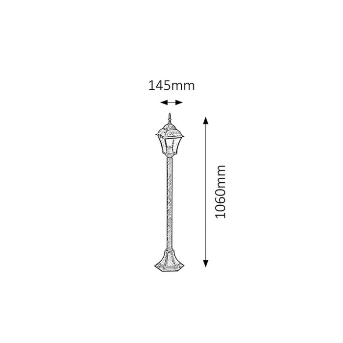 LAMPADAR RABALUX TOSCANA 8395 EXTERIOR AURIU ANTIC E27 1X60W D205X145X1060MM [2]