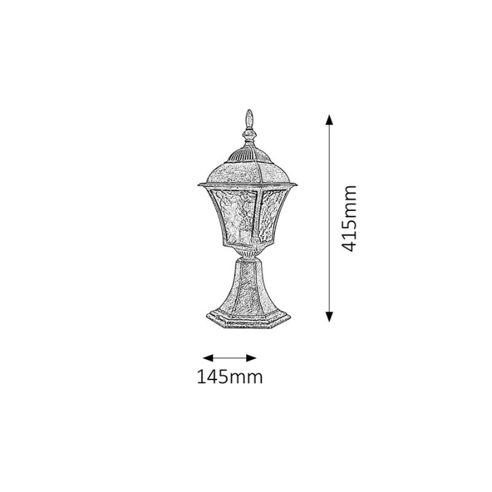LAMPADAR TOSCANA 8398 EXTERIOR ARGINTIU ANTIC E27 1X60W D205X145X415MM [2]