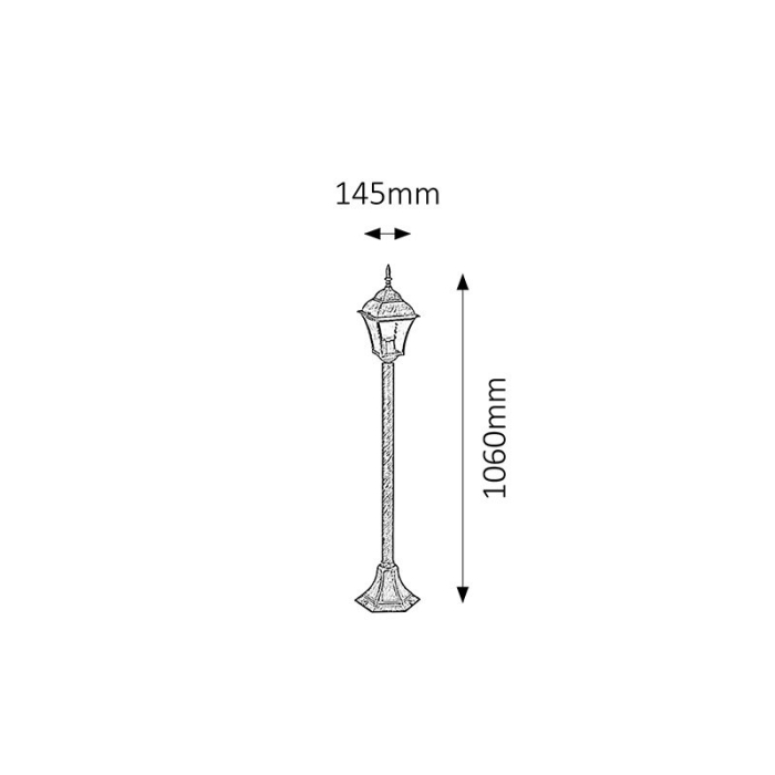 LAMPADAR RABALUX TOSCANA 8400 EXTERIOR ARGINTIU ANTIC E27 1X60W D205X145X1060MM [2]