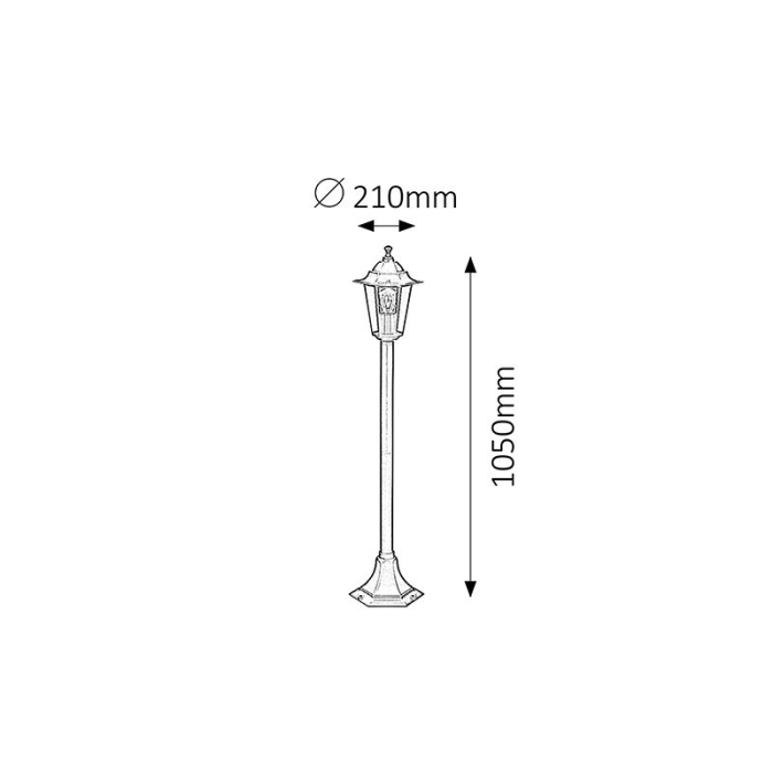 LAMPADAR R VELENCE 8210 EXTERIOR NEGRU E27 1X60W D210X1050MM [2]