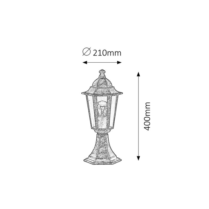 LAMPADAR RABALUX VELENCE 8236 EXTERIOR AURIU ANTIC E27 1X60W D210X400MM [2]