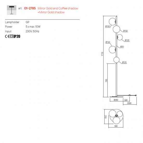 LAMPADAR ROY  5X10W G9 1710H [3]