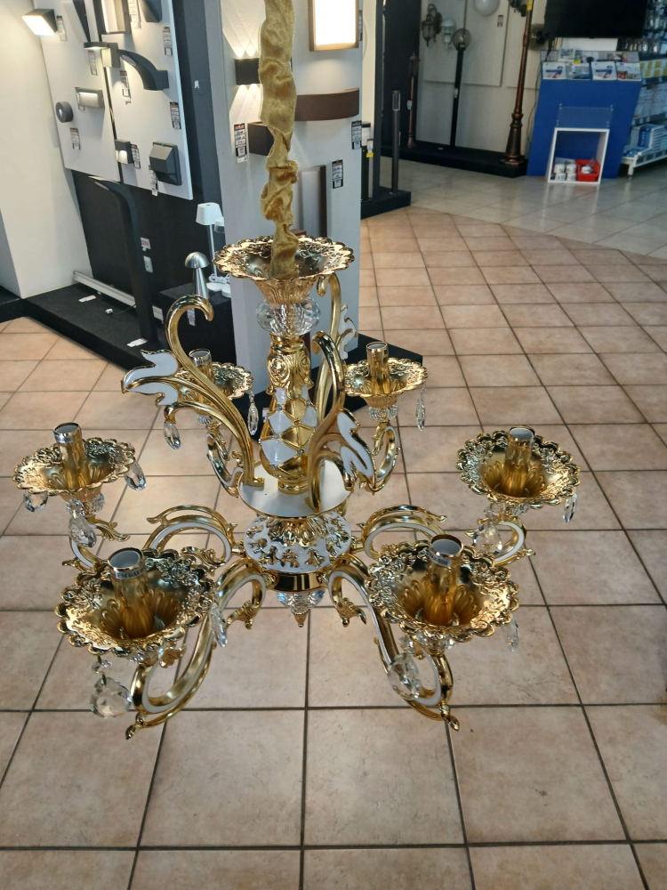 LUSTRA CRISTAL ALB+AURIU 6XE14 [2]