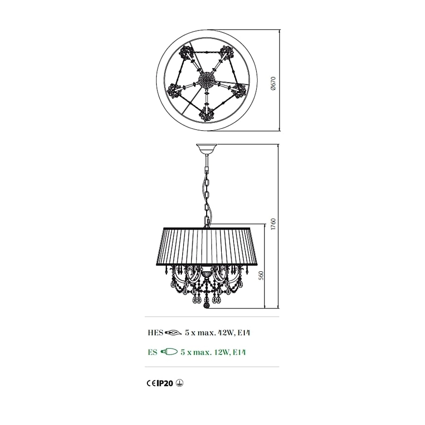 LUSTRA CRISTAL CANDORE 5X42W E14 [4]