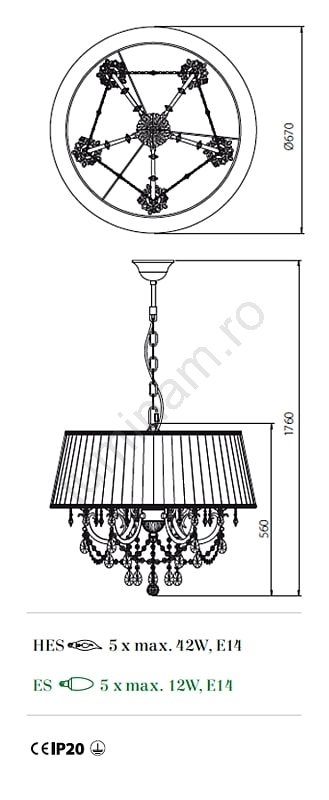 LUSTRA CRISTAL CANDORE ICA C5 01 01 5XE14 [2]