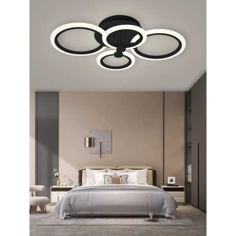 LUSTRA LED Cu Telecomanda, 3 Tipuri De Lumina, Intensitate Reglabila, 76W, Negru [2]