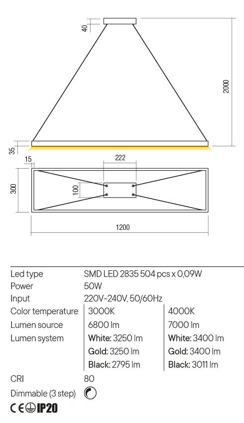 LUSTRA LED FEBE 1X48W D1200 NEGRU LN [2]