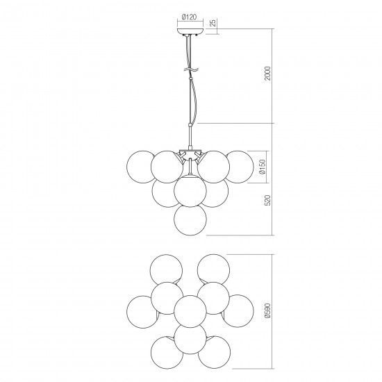 LUSTRA METAL NEGRU GLOB FUMURIU 10X28W E14 GLOB