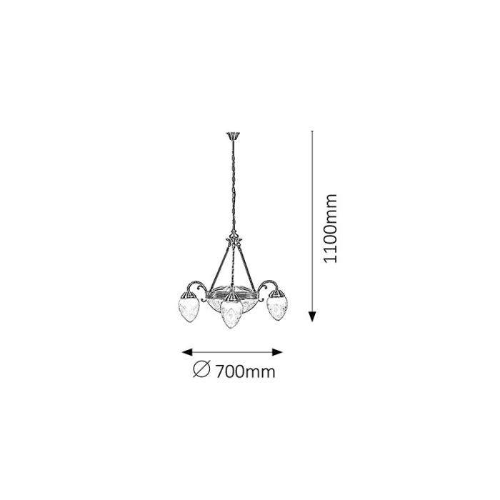 LUSTRA ANNABELLA 8633 BRONZ E14 3X40W + E27 2X60W D700X600MM [2]
