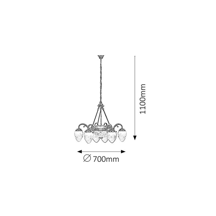 LUSTRA  ANNABELLA 8636 BRONZ E14 6X40W + E27 2X60W D700X600MM [2]