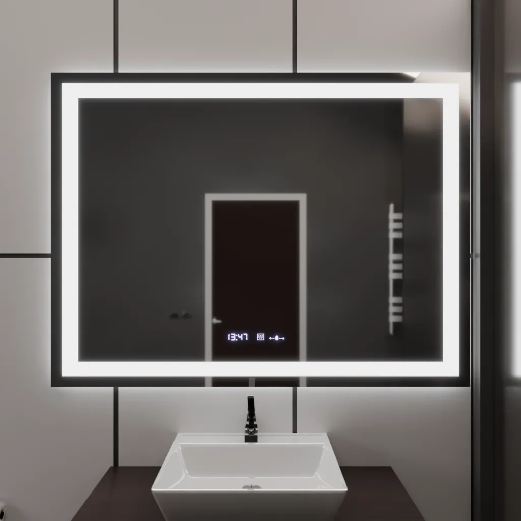 OGLINDA LED CU TOUCH, DEZABURIRE, TERMOMETRU, CEAS SI 3 NUANTE DE LUMINA - 120X80CM [2]