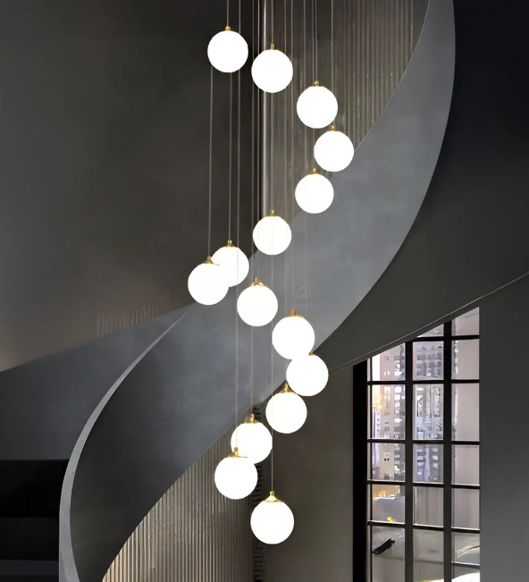 PENDUL AURIU CU GLOB ALB ACRYLIC - L2.6M; CASA SCARII [6]
