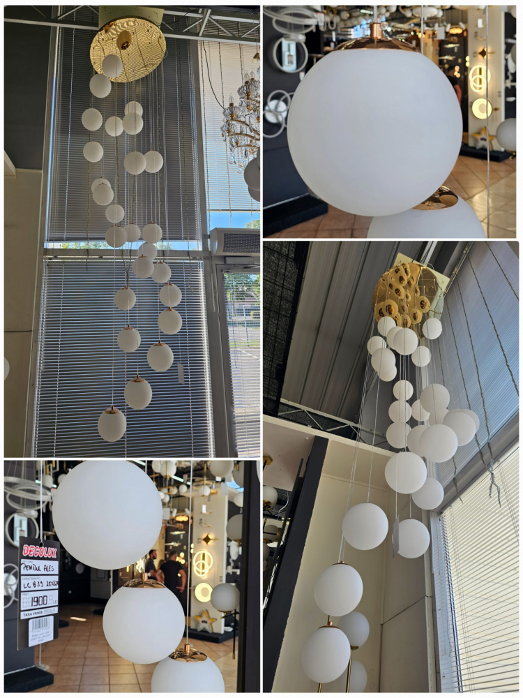 PENDUL AURIU CU GLOB ALB ACRYLIC - L2.6M; CASA SCARII [1]