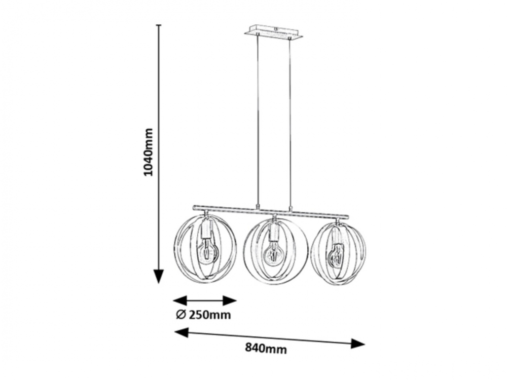 PENDUL CORTADO 3X40W E27 NEGRU [2]
