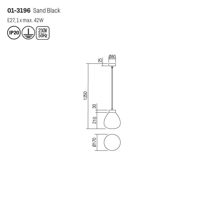 PENDUL LUKE 1X42W E27 [2]