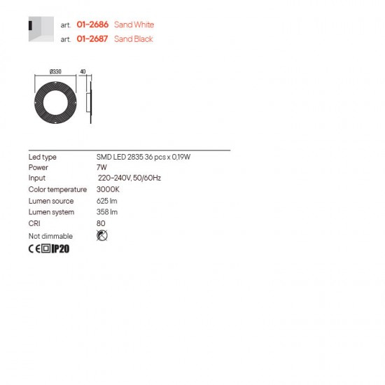PLAFONIERA LED ALBA 1X7W 3000K [2]