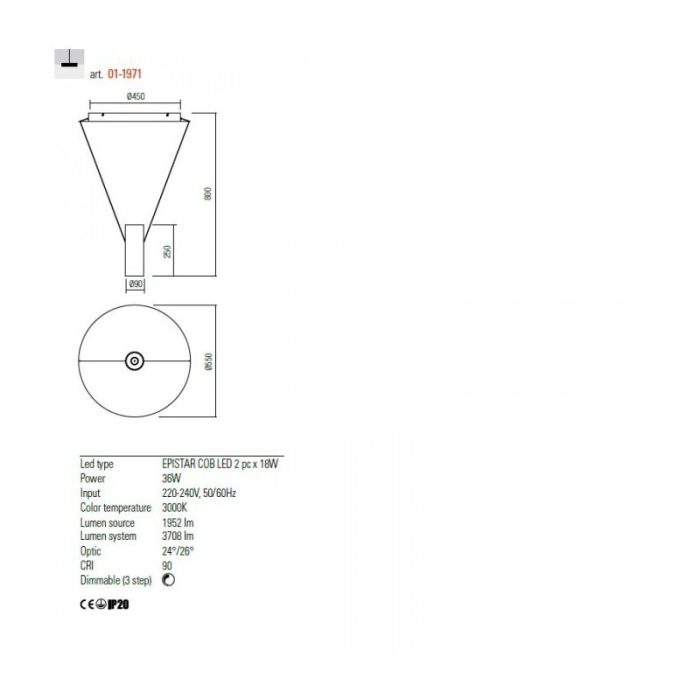 PLAFONIERA LED 1x36w 3000k ESSENCE [2]