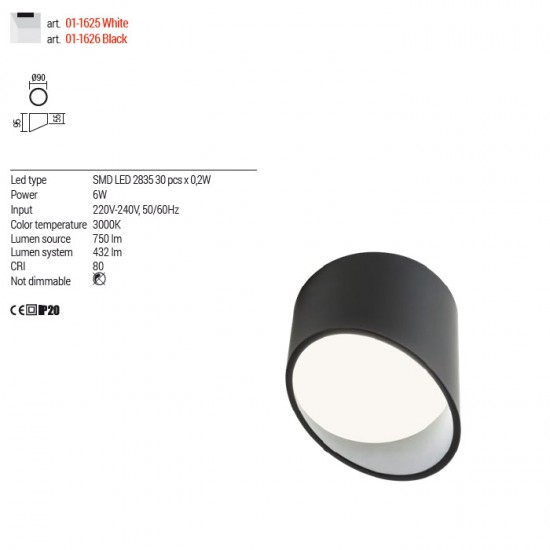 PLAFONIERA LED UTO NEGRU 1X6W LC [2]