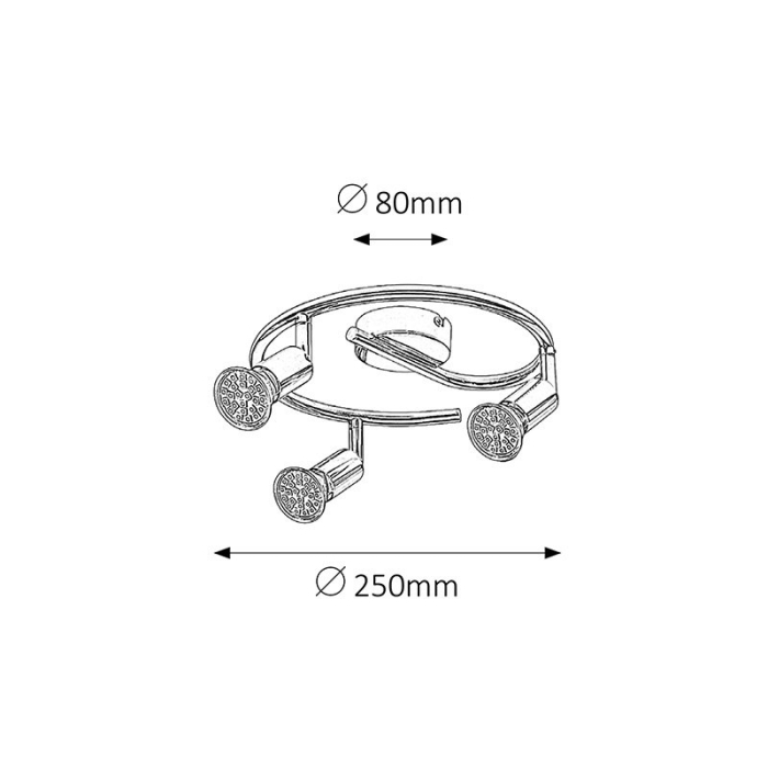 PLAFONIERA  6989 NORTON LED  CU SPOTURI CROM GU10 3 50W D270MM [2]