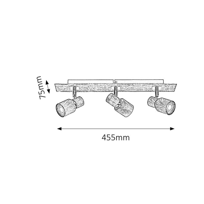 PLAFONIERA  MERKUR 6127 CU SPOTURI ARGINTIU ALB GU10 3 50W 455X75MM [2]