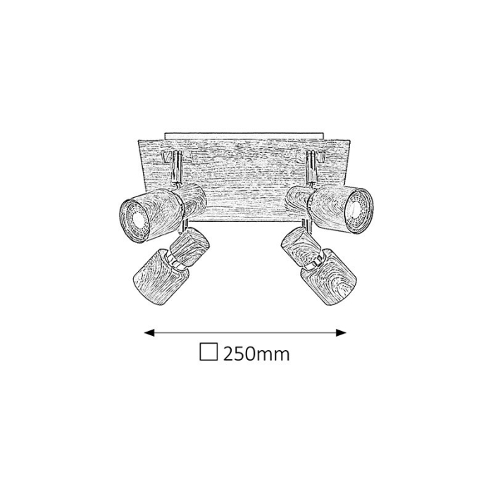 PLAFONIERA MERKUR 6128 CU SPOTURI ARGINTIU ALB GU10 4 50W 250X250MM [2]
