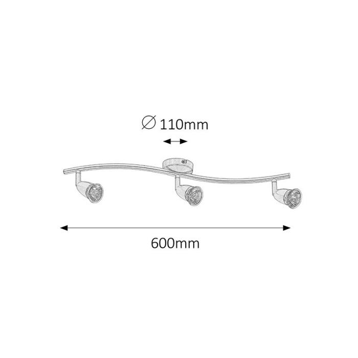 PLAFONIERA  NORMAN 5993 CU SPOTURI GU10 3 50W 610X130MM [2]