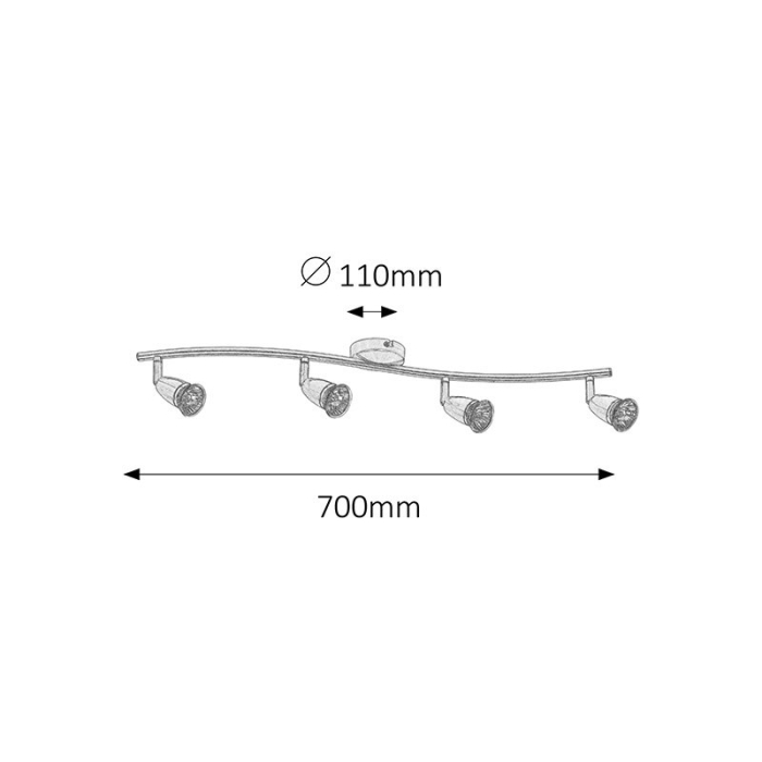 PLAFONIERA  NORMAN 5994 CU SPOTURI GU10 4 50W 700X130MM [2]