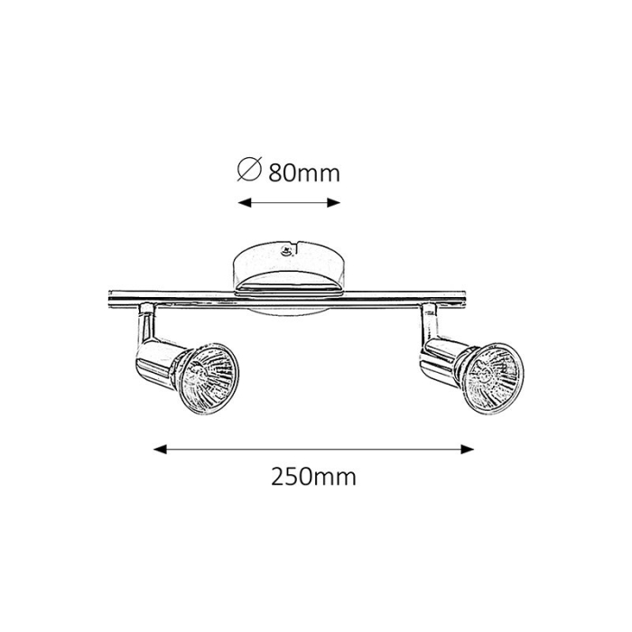 PLAFONIERA RABALUX NORTON 6046 CROM GU10 2 50W 255X150MM [2]