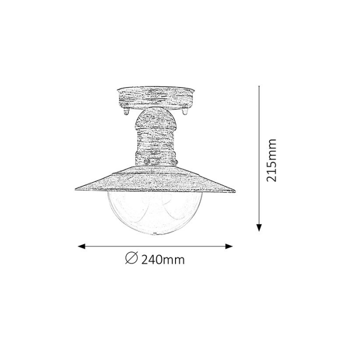 PLAFONIERA OSLO 8739 DE EXTERIOR ALB ANTIC TRANSPARENT E27 1X60W 21.5X24X24CM [2]