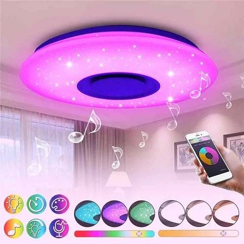 Plafoniera led conectare wi-fi muzica, reglare culori cu telecomanda, conectare telefon [9]