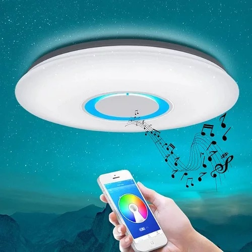 Plafoniera led conectare wi-fi muzica, reglare culori cu telecomanda, conectare telefon [3]