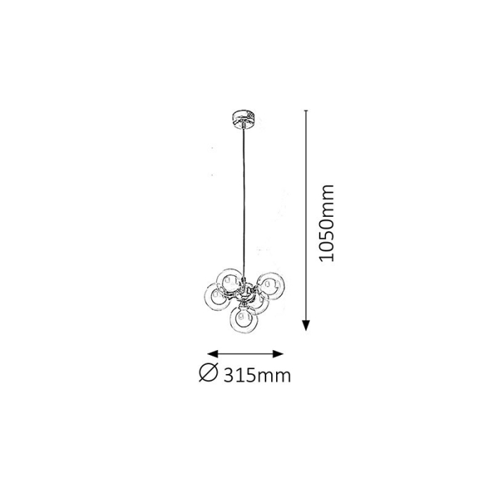 SUSPENSIE RABALUX BRIELLA 2623 CU MAI MULTE BRATE CROM ALB G9 5 28W 105X31.5X31.5CM [3]