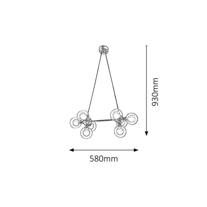 SUSPENSIE RABALUX BRIELLA 2624 CU MAI MULTE BRATE CROM ALB G9 8 28W 93X58X58CM [3]
