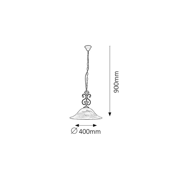 SUSPENSIE DOROTHEA 7776 CU 1 BRAT NEGRU MAT ALB E27 1X60W D400X380MM [2]