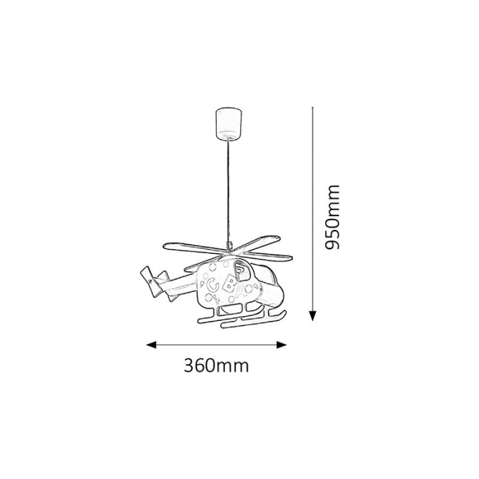 SUSPENSIE R.  HELICOPTER 4717 PENTRU COPII MULTICOLOR E27 1X40W 360MM [2]