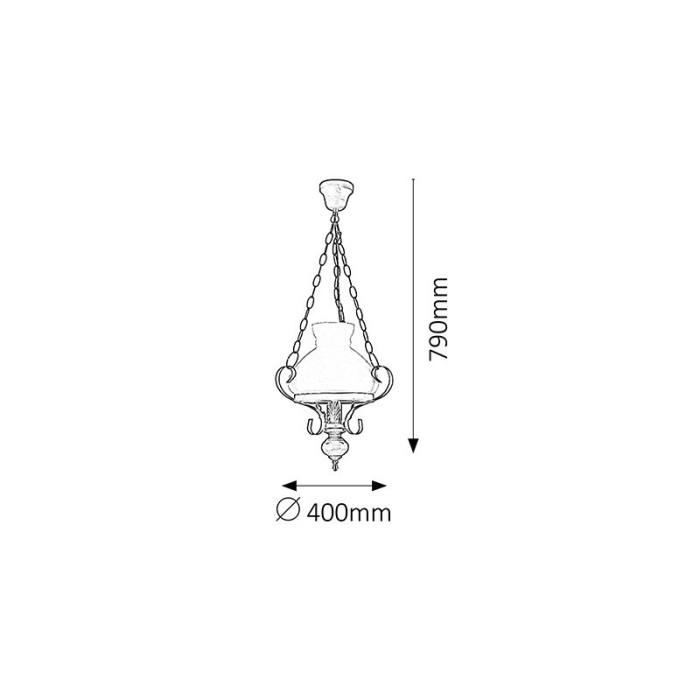 SUSPENSIE  PETRONEL 7076 CU 1 BRAT NEGRU MAT ALB E27 1X60W D320X380MM [2]